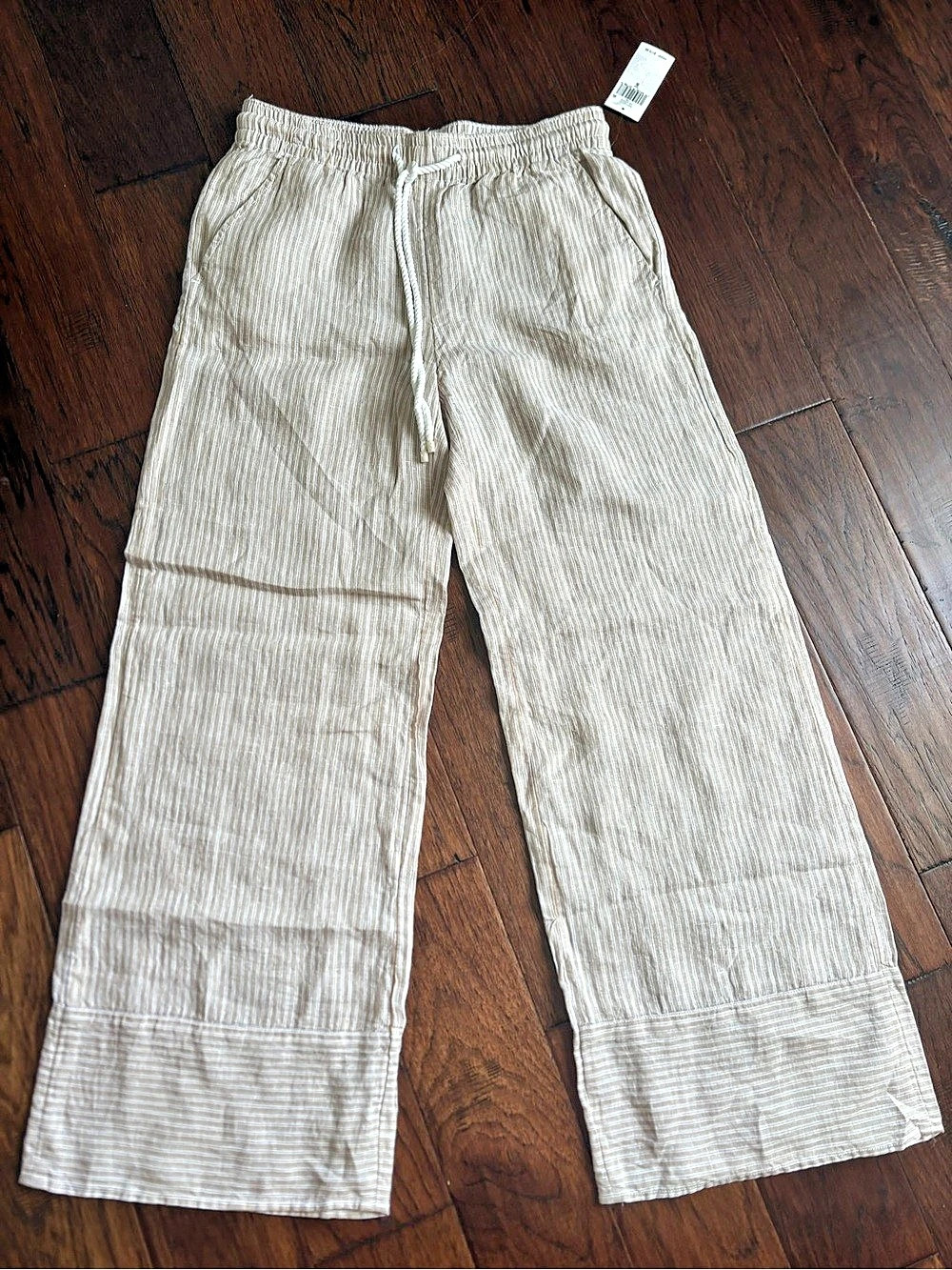 Ralph Lauren Striped Wide Leg Pants in Beige Size Small NWT